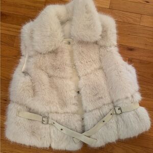 Faux Fur cream color Vest with Belt